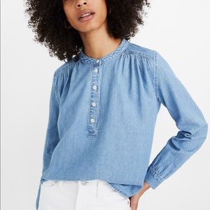 Madewell Denim Shirred Popover Top